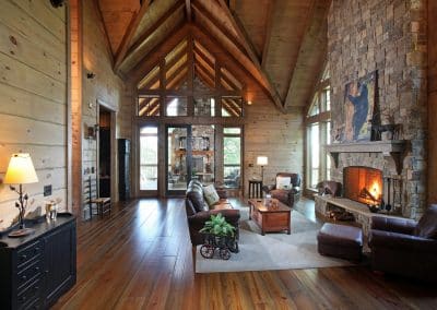 French doors open onto living porch, Big Canoe, Georgia
