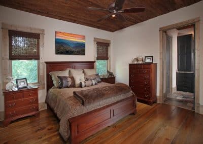 Master bedroom with mushroom board ceiling, Big Canoe, Georgia