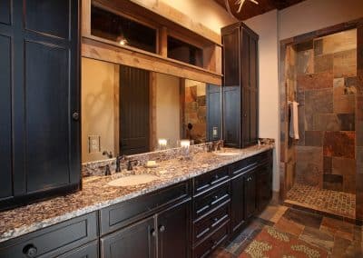 Transom windows over vanities provide natural light, Big Canoe, Georgia